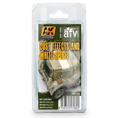 AK Weathering Set AK060 DUST Effects and White Spirit (3x35ml)