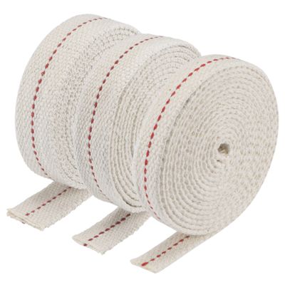 MECCANIXITY Oil Lamp Wick Kit 1/2 Inch 3/4 Inch 7/8 Inch Flat Wide 6.5 Foot Cotton Lanterns Wick with Red Stitch for Kerosene Burner Lighting, 3in1 Set