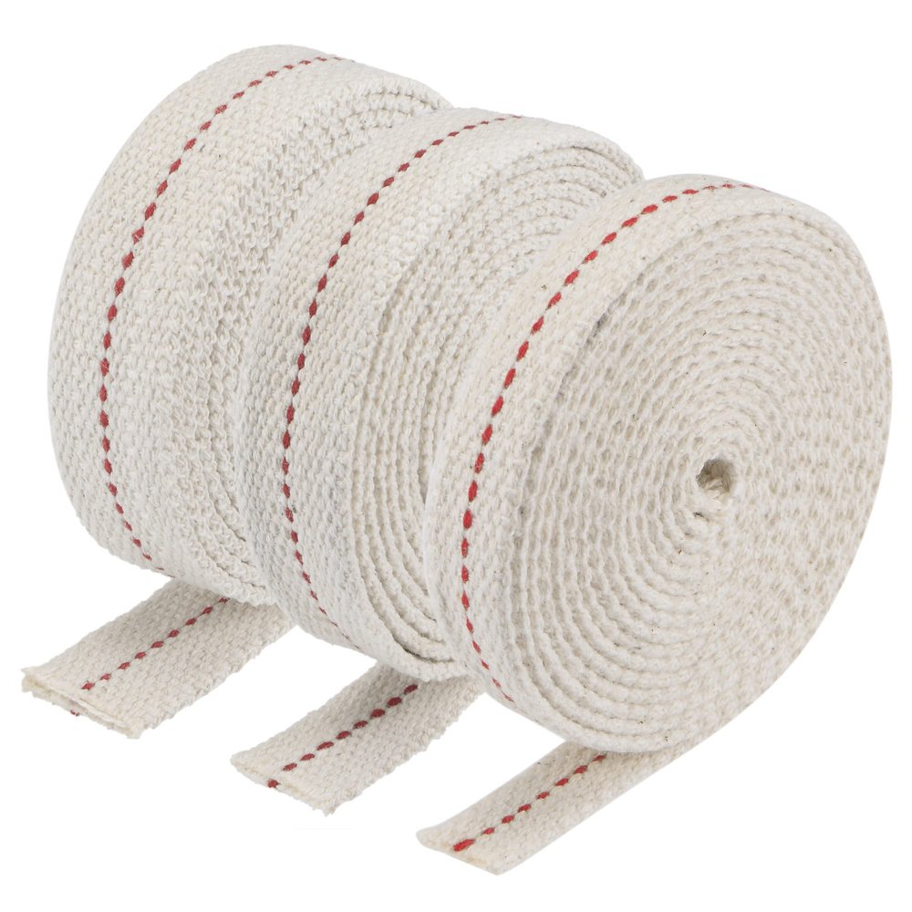 MECCANIXITY Oil Lamp Wick Kit 1/2 Inch 3/4 Inch 7/8 Inch Flat Wide 6.5 Foot Cotton Lanterns Wick with Red Stitch for Kerosene Burner Lighting, 3in1 Set