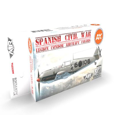 AK Acrylics 3Gen Aircraft Set AK11714 Spanish Civil War. Legion Condor Aircraft Set 3G (6x17ml)