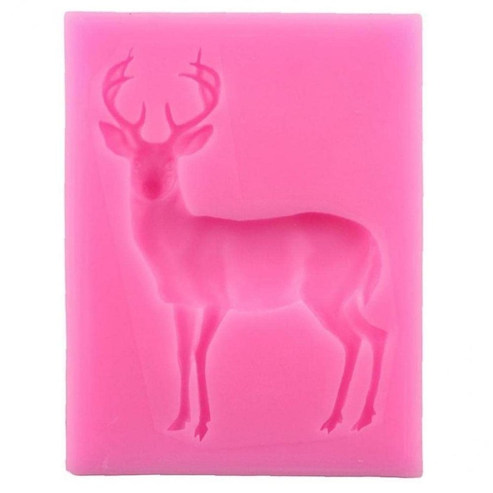 Ruluti Deer Silicone Mold Polymer Clay Candy Chocolate Baking Mould Christmas Cupcake Topper Fondant Cake Decorating Tools