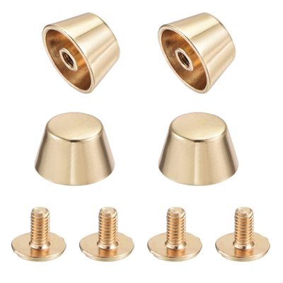 uxcell 12x7mm Rivet Studs Screw Back Flat Hollow Feet Stud Spike for Leather Craft DIY Gold Tone 4pcs