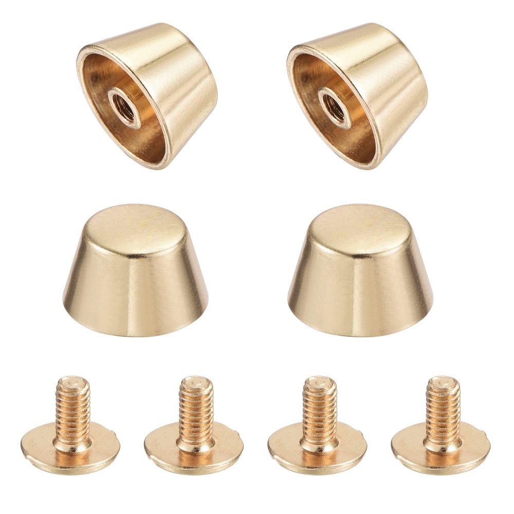 uxcell 12x7mm Rivet Studs Screw Back Flat Hollow Feet Stud Spike for Leather Craft DIY Gold Tone 4pcs