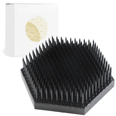 Wazakura Japanese Black Hexagon Ikebana Kenzan Flower Holder 2.6 in (68 mm), Made in Japan Floral Arranging Pin Frog Tool