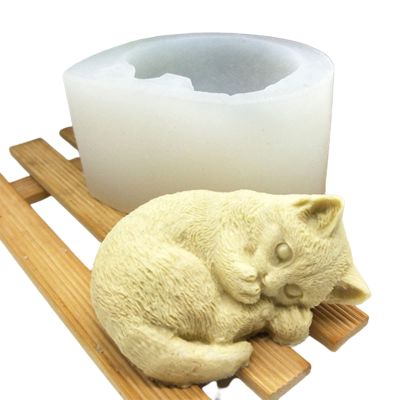 Sleeping Cat Silicone Soap Candle Mold Fondant Chocolate Candy Cake Decoration Baking Pastry Tools Resin Polymer Clay Mold