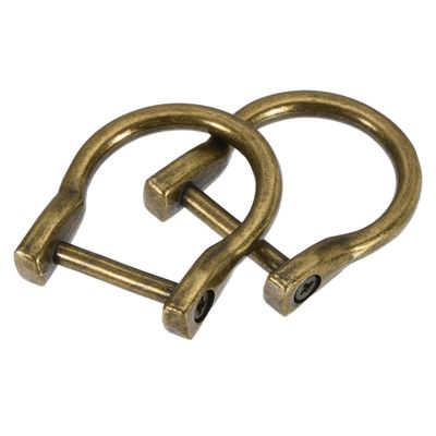 uxcell 23mm(0.91") U Shape Horseshoe D-Rings Screw-in Shackle Buckle for DIY Craft, Bronze Tone 4pcs