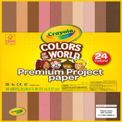 Crayola Construction Paper in Colors of The World, 8.5 x 11, 24 Colors, Craft Supplies, 48 Sheets