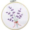 Povitrulya Embroidery Kit for Beginners 'Lavender' - Fun Starter Kit for Hand Embroidery with Stamped Pattern, Pre-Sorted Floss and Bamboo Hoop - for Adults and Kids view 1