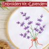 Povitrulya Embroidery Kit for Beginners 'Lavender' - Fun Starter Kit for Hand Embroidery with Stamped Pattern, Pre-Sorted Floss and Bamboo Hoop - for Adults and Kids view 2