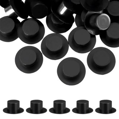 NUOBESTY Christmas Mini Black Top Hats Mini Snowman Hats Santa Hats Caps Christmas DIY Crafts Ornament Size L ( Black ), 4.1X4.1X1.9cm