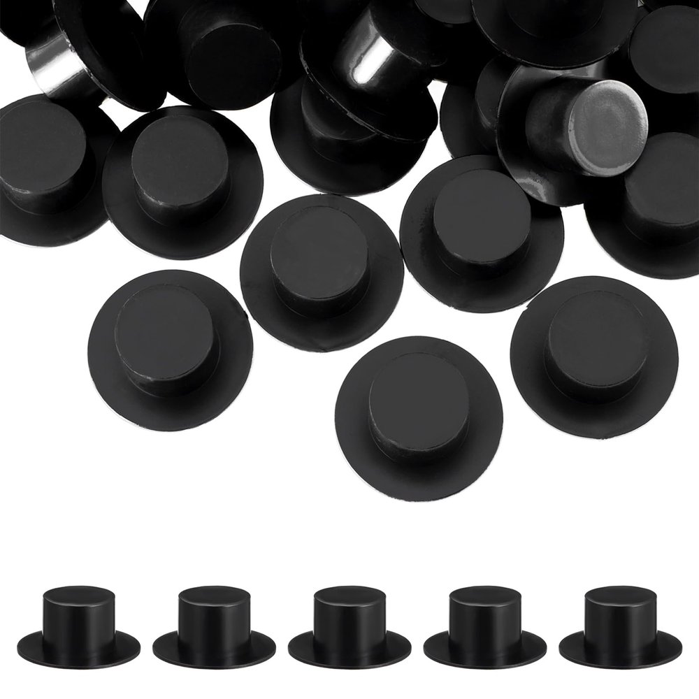 NUOBESTY Christmas Mini Black Top Hats Mini Snowman Hats Santa Hats Caps Christmas DIY Crafts Ornament Size L ( Black ), 4.1X4.1X1.9cm