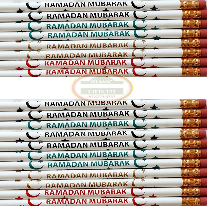 Islamic Gifts 123 Ramadan Pencils [ Pack Of 500 ] Ramadan Favors Ramadan Mubarak Pencils Happy Eid Customized Party Favors Eid decor Arabic Novelty Muslim gifts Wholesale