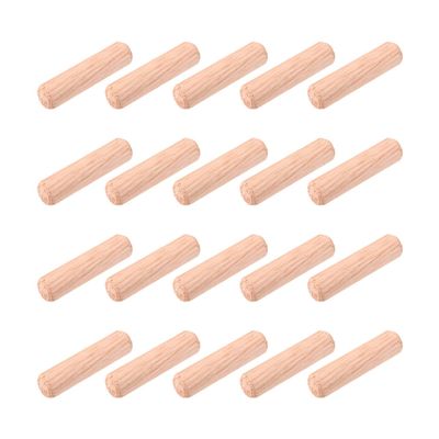 Bettomshin 50Pcs Wooden Dowel Pins, 10mm Dia 40mm Length Dowel Rods Wood Sticks Wooden Dowel Rods, Beveled Ends for Easier Insertion Straight Grooved Pins for Furniture Door Art Crafts and DIYers