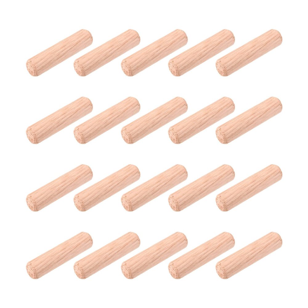 Bettomshin 50Pcs Wooden Dowel Pins, 10mm Dia 40mm Length Dowel Rods Wood Sticks Wooden Dowel Rods, Beveled Ends for Easier Insertion Straight Grooved Pins for Furniture Door Art Crafts and DIYers