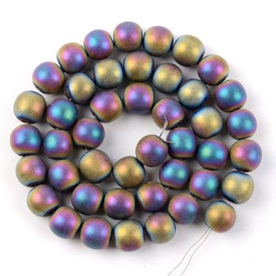 Gfsdjalkj Dull Polished Faceted Matte Multicolor Hematite Natural Round Loose Beads 15" 39cm Pick 4-10m Spacer Beads for Bracelet Jewelry Making Handmade Crafts (Item Diameter : 8mm)