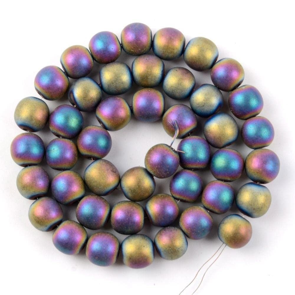 Gfsdjalkj Dull Polished Faceted Matte Multicolor Hematite Natural Round Loose Beads 15" 39cm Pick 4-10m Spacer Beads for Bracelet Jewelry Making Handmade Crafts (Item Diameter : 8mm)