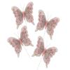 Set of 12 Glitter Monarch Feather Butterflies on Wire for Floral Arrangements and DIY Decorations (Light Pink) view 1