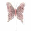 Set of 12 Glitter Monarch Feather Butterflies on Wire for Floral Arrangements and DIY Decorations (Light Pink) view 2
