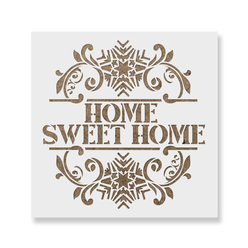Snowflake Home Sweet Home Wall Sign Stencil - Home Stencil, Sign Stencil, Wall Stencil, Sweet Stencil, Snowflake Stencil