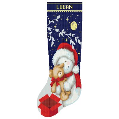 Christmas Stocking Cross Stitch Patterns PDF, Personalized Modern Counted Easy Holiday Stockings DIY, Cute Simple Snowman Bear Cross Stitch Chart for Beginners, Digital Download