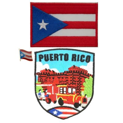 A-ONE - Plaza Las Delicias Emblem+Puerto Rico Flag Patch, Parque de Bombas Applique, Landmark Embroidery, Sew on Iron on for Jeans Shirts, Gift Patch, Adhesive Sticker Badge NO.374B