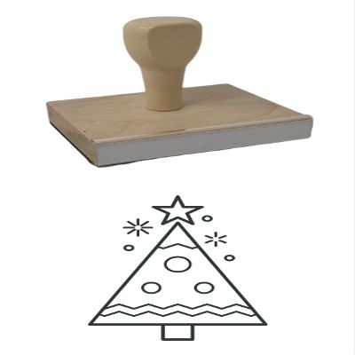 Infusion Christmas Tree Rubber Stamp, 5 X 4'' Wood Stamp