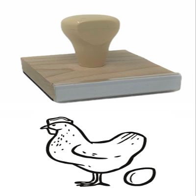 Infusion Chicken & Egg Rubber Stamp, 2 X 2 Wood Stamp