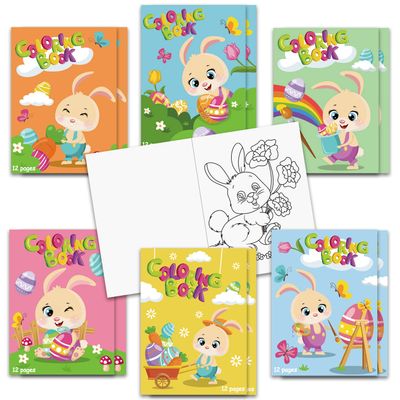 CCINEE 12 Pack Easter Coloring Books,Assorted Rabbits Painted Eggs Patterns Drawing Books for Easter Party Decorations(6 Styles,144 Pages)