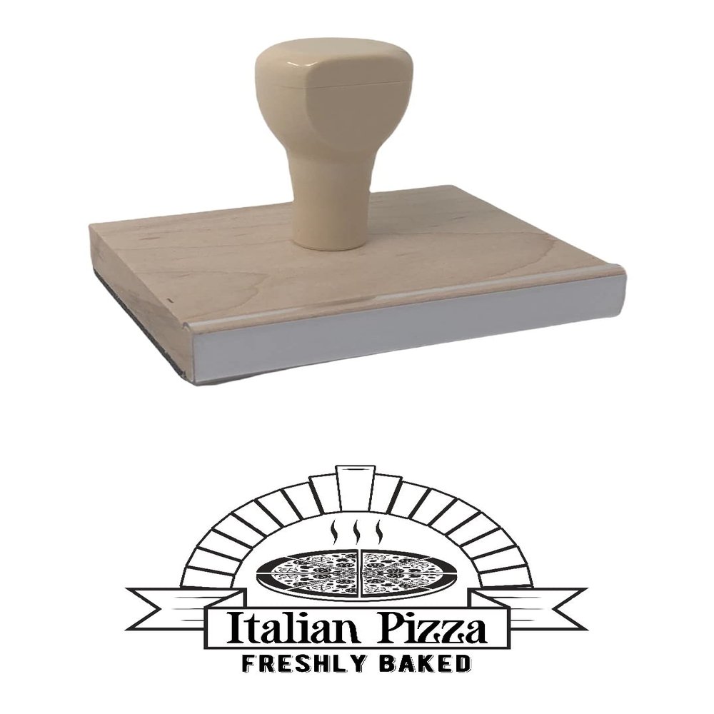 Infusion Italian Pizza Freshly Baked Rubber Stamp, 2 X 3'' Wood Stamp