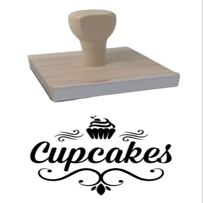 Infusion Cupcakes Box Rubber Stamp, 3 X 3'' Wood Stamp