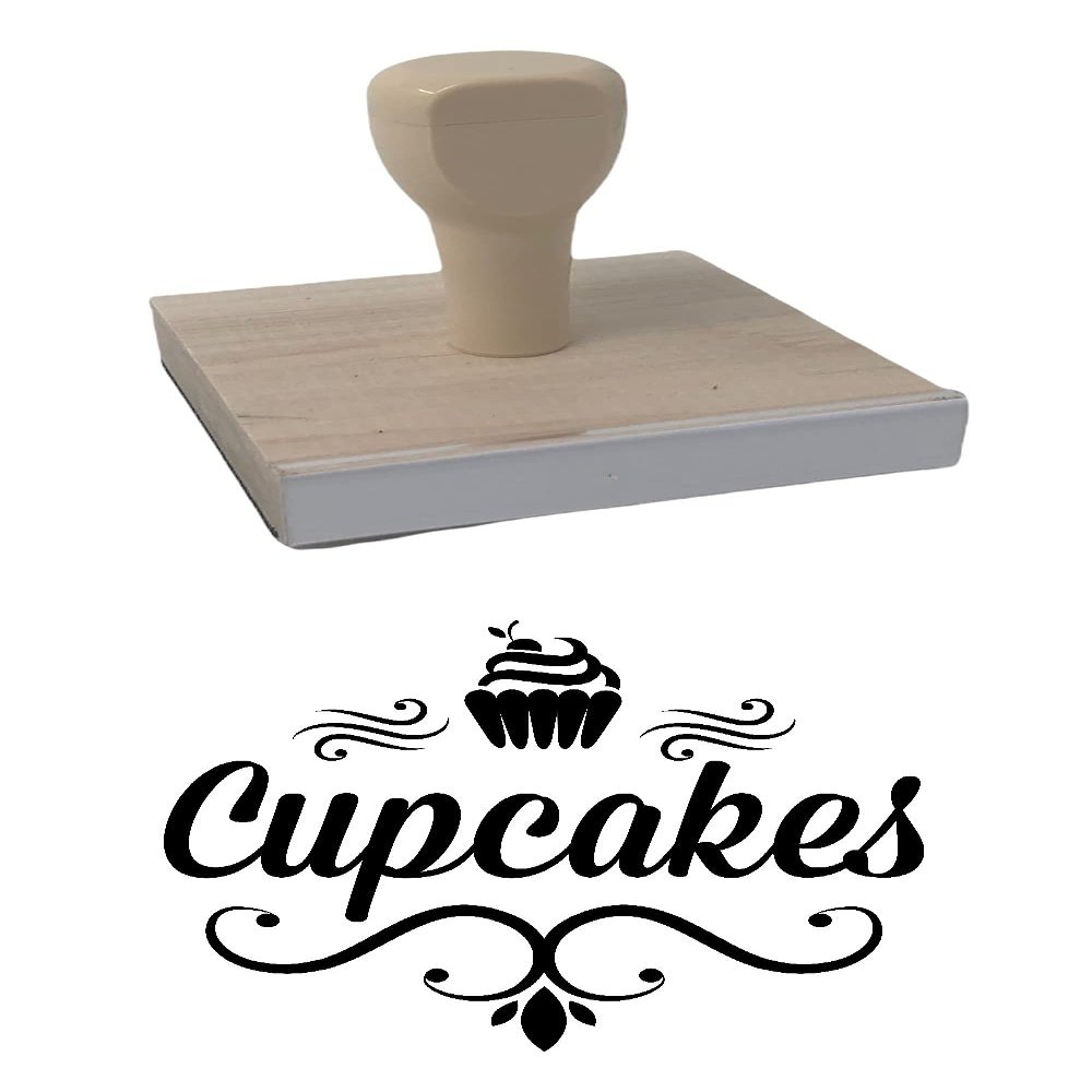 Infusion Cupcakes Box Rubber Stamp, 3 X 3'' Wood Stamp