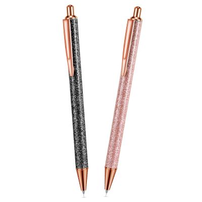 Epakh 2 Pieces Weeding Pen Vinyl Pen Pin Weeding Tool Fine Point Glitter Metal Vinyl Air Release or Car Puncturing Installation Retractable Craft Tool for DIY(Black, Gold)