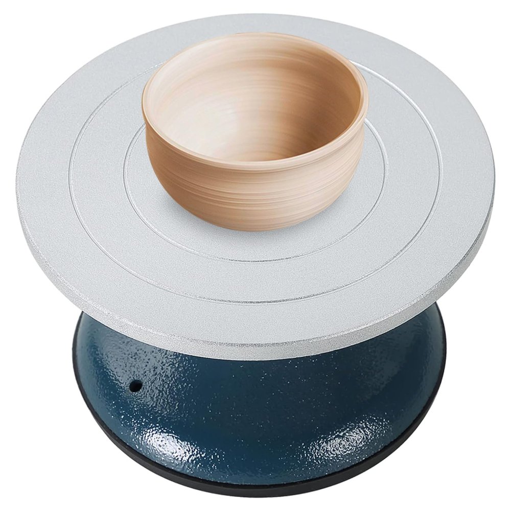 FLKQC Ceramics Pottery Sculpting Wheel | 7" Diameter Heavy Duty Metal Pottery Decorating Banding Wheel with Non-Skid Rubber Boot & Ball Bearings (7 inch Metal)
