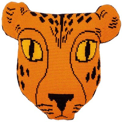 VERVACO Cross Stitch Cushion Cheetah, Off-White