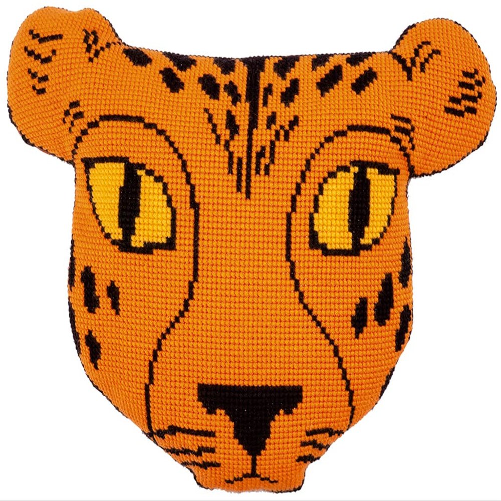 VERVACO Cross Stitch Cushion Cheetah, Off-White