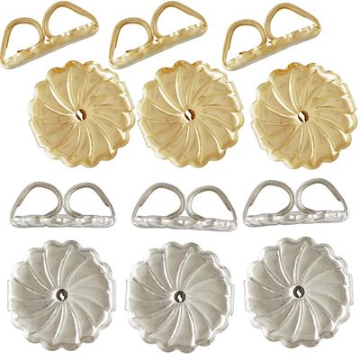 6Pcs/3Pairs - 14K Yellow Gold Filled - 6Pcs/3Pairs - .925 Sterling Silver Earring Swirl Backs (X-Large Size 9.2x9.4mm) w/Anti-Tarnish (Total: 12Pcs/6Pairs)
