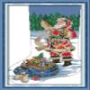 CaptainCrafts Cross Stitch Kits Christmas Stocking Stamped Cross Stitch Printed 14CT Fabric Cross Stitching DIY Needlecrafts Embroidery Kit for Adults (Stamped 14CT, Santa Claus preparing Gifts) view 1