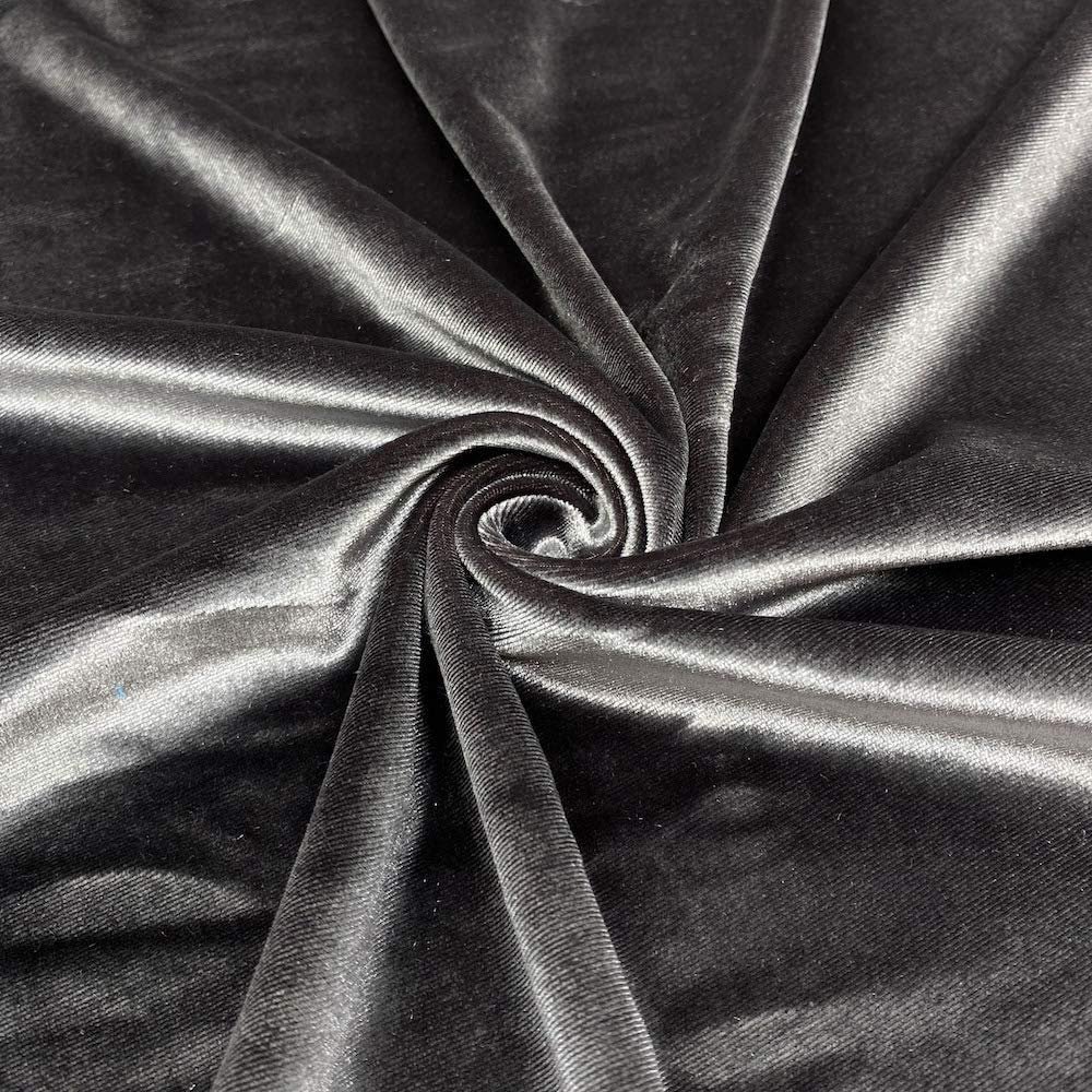 Valentina Textile Inc Stretch Velvet Fabric is 58/60" inches Wide (1 Yard, Charcoal)