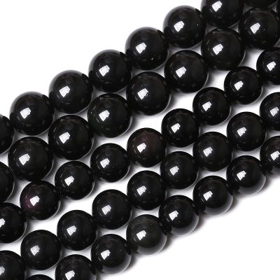 32PCS 12mm AAA Natural Black Obsidian Stone Beads Gemstone Round Loose Beads for Jewelry Making DIY Bracelet Necklace 15" Inch
