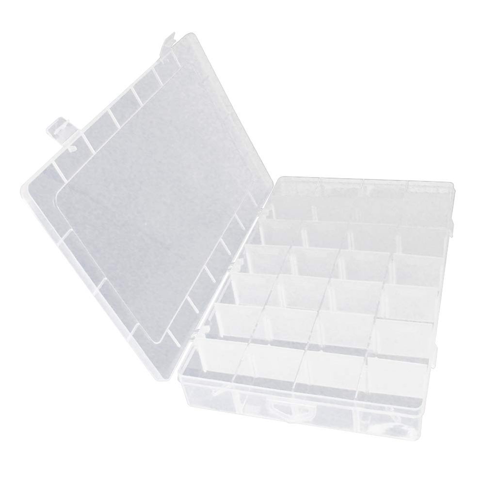 Heyiarbeit Plastic Organizer Container Storage Box Adjustable Divider Removable Grid Compartment, Premium Small Parts Organization(28 grids, Clear x 1)