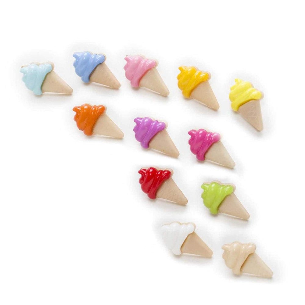 50pcs Ice Cream Nylon Buttons Clothing Home Sewing Scrapbooking Decor Card Making DIY 20x13mm (Size : 13mm)
