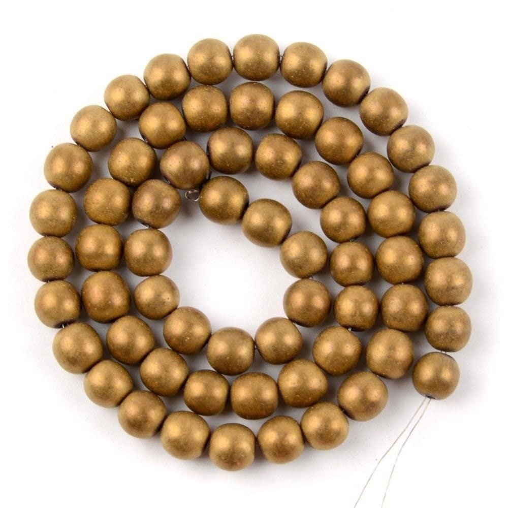 Gfsdjalkj Dull Polished Matte Gold Hematite Natural Round Loose Beads 15" 39cm Strand Pick 4-10m Spacer Beads for Bracelet Jewelry Making Handmade Crafts (Item Diameter : 10mm)
