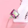 HaoMo 925 Sterling Silver Vintage Blue Zircon Solitaire Ring Blue Sapphire Topaz Ring Amethyst Rainbow Gemstone Ring Women Wedding Fashion Jewelry HM350 (Rainbow, 7) view 3