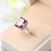 HaoMo 925 Sterling Silver Vintage Blue Zircon Solitaire Ring Blue Sapphire Topaz Ring Amethyst Rainbow Gemstone Ring Women Wedding Fashion Jewelry HM350 (Rainbow, 7) view 4