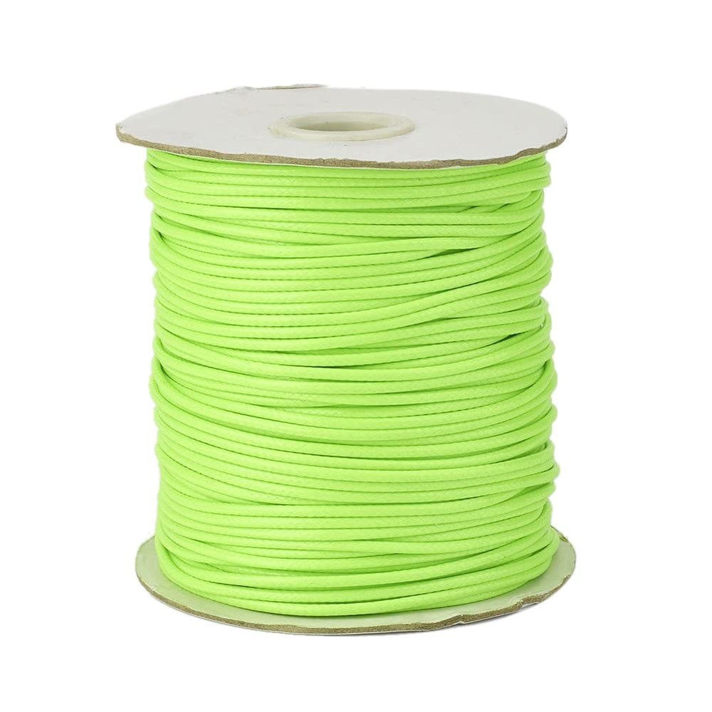 Cheriswelry 174 Yards/Roll 1.5mm Green Yellow Waxed Cord Korean Polyester Jewelry Beading Threads String Round Knotting Braiding Cord with Spool for DIY Bracelet Necklace Jewelry Making