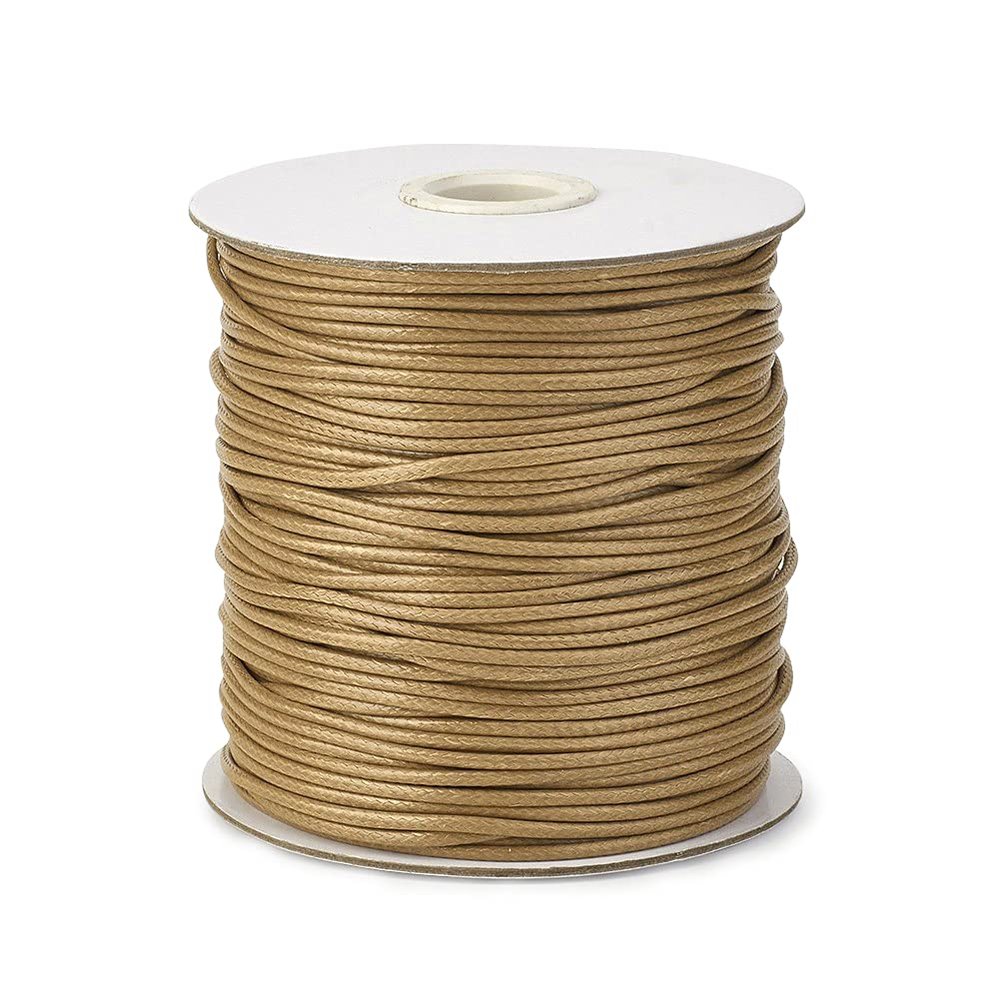 Cheriswelry 174 Yards/Roll 1.5mm Waxed Cord Korean Polyester Jewelry Beading Threads String Round Knotting Braiding Cord with Spool for DIY Bracelet Necklace Jewelry Making(Camel)