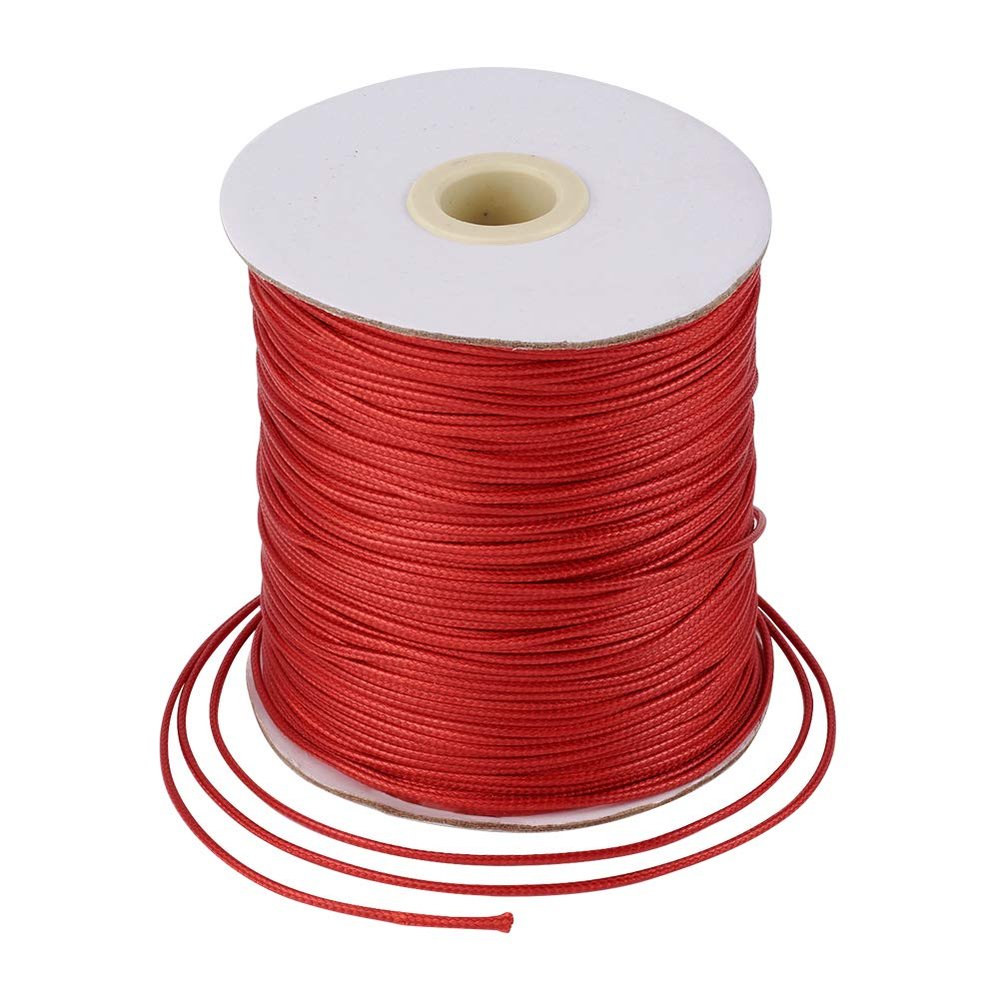 Cheriswelry 174 Yards/Roll 1.5mm Waxed Cord Dark Red Korean Polyester Jewelry Beading Threads String Round Knotting Braiding Cord with Spool for DIY Bracelet Macrame Necklace Jewelry Making