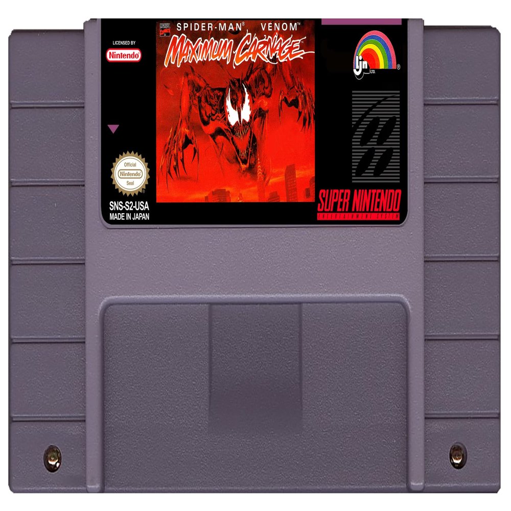 Spider-Man & Venom: Maximum Carnage - Gray Shell Edition - Reproduction Video Game Cartridge