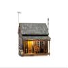 Woodland Scenics Rustic Cabin - N Scale Model Train Cabin - Cottage Theme - Brown Wood - Includes 15" Wires with Just Plug Connector, Pre-installed Warm White Nano LED Porch Light view 1