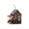 Woodland Scenics Rustic Cabin - N Scale Model Train Cabin - Cottage Theme - Brown Wood - Includes 15" Wires with Just Plug Connector, Pre-installed Warm White Nano LED Porch Light view 2